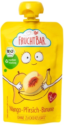Fruchtbar BIO Ovocná kapsička s banánem, broskví a mangem