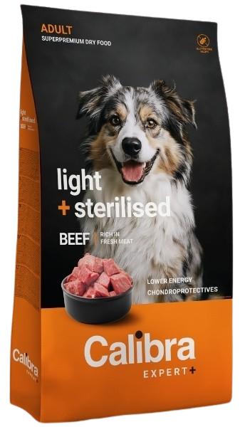 Calibra Dog Expert+ Adult Light & Sterilised Beef granule pro psy