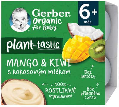 Gerber BIO Ovocná přesnídávka mango a kiwi s kokosovým mlékem 4x90g