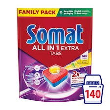Somat All in 1 Extra Lemon & Lime přípravek na mytí nádobí v myčce 140 ks 2100g