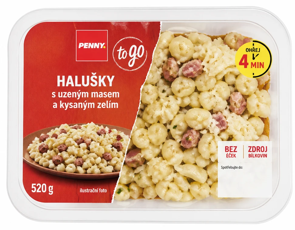 Halušky s uzeným masem a kysaným zelím Penny To Go