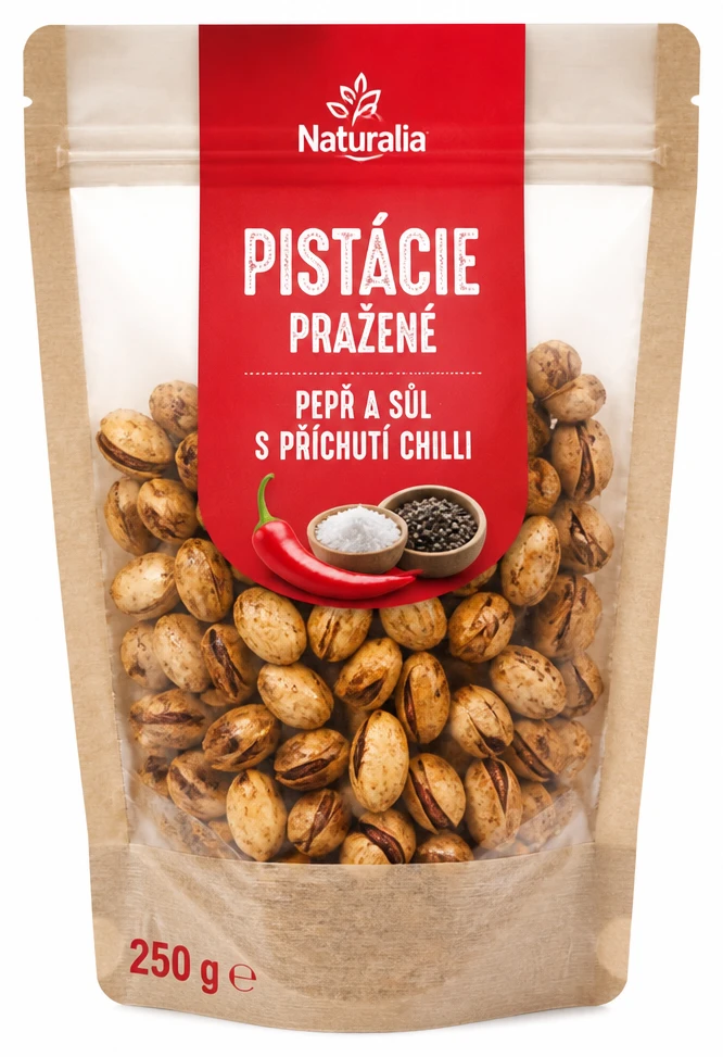 Pistácie pražené Naturalia pepř a sůl s příchutí chilli