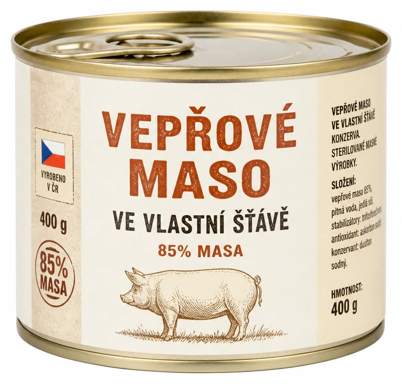 Vepřové maso ve vlastní šťávě 85% masa