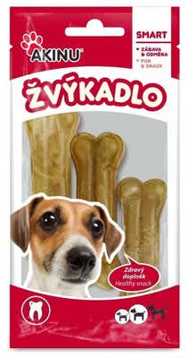 Akinu Žvýkadlo kost přírodní z kůže (3x8cm)