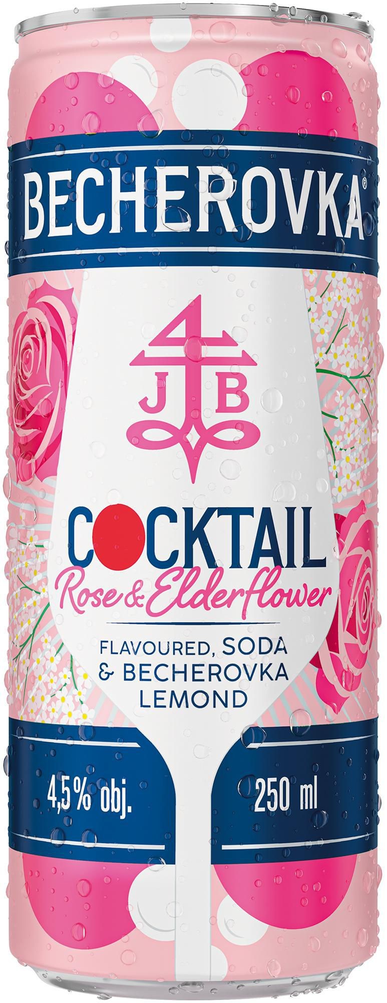 Becherovka RTD Cocktail Rose & Elderflower flavoured 4.5% 250 ml plech