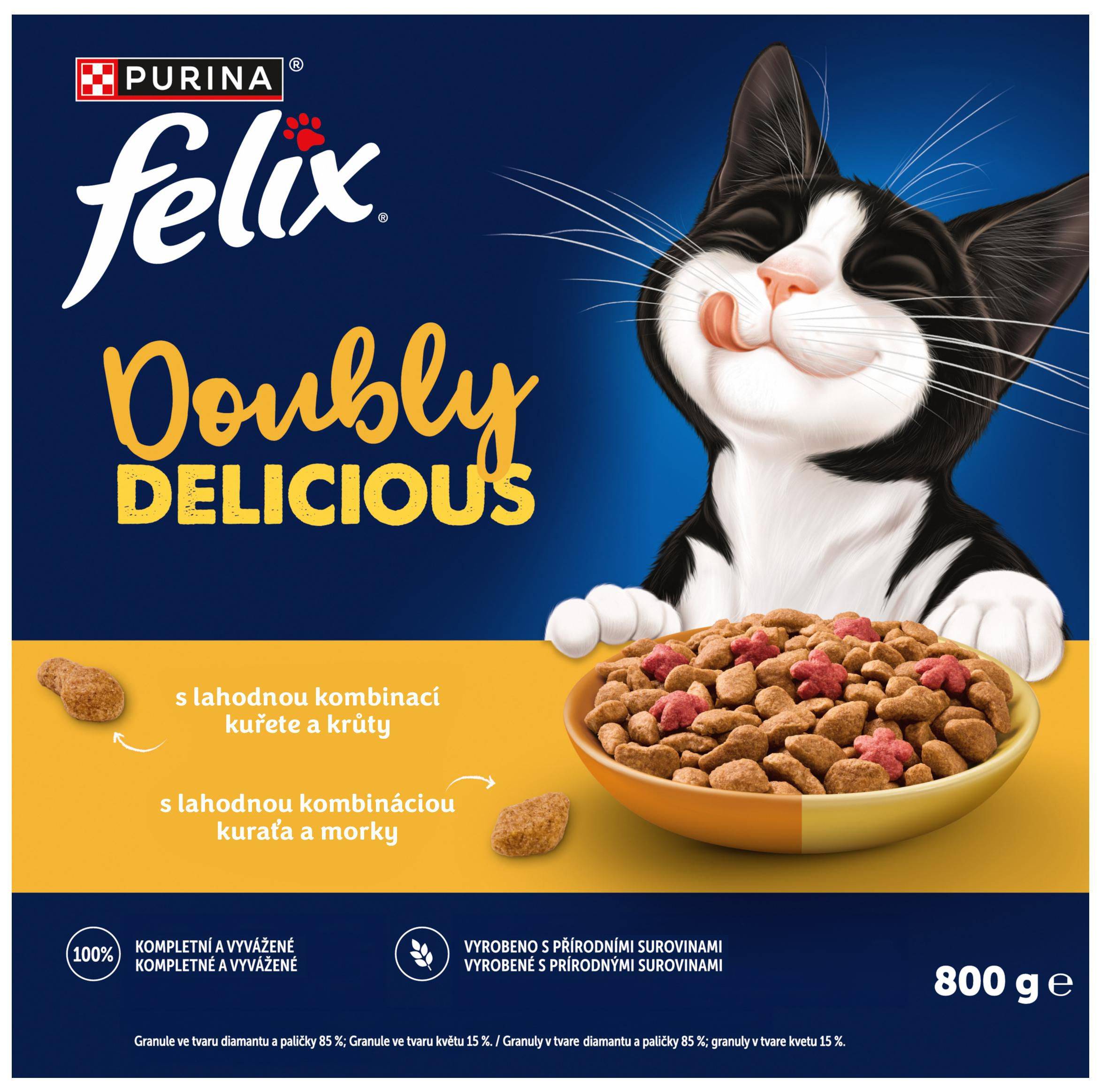 Felix Doubly Delicious s lahodnou kombinací kuřete a krůty, bohaté na červenou řepu 800 g