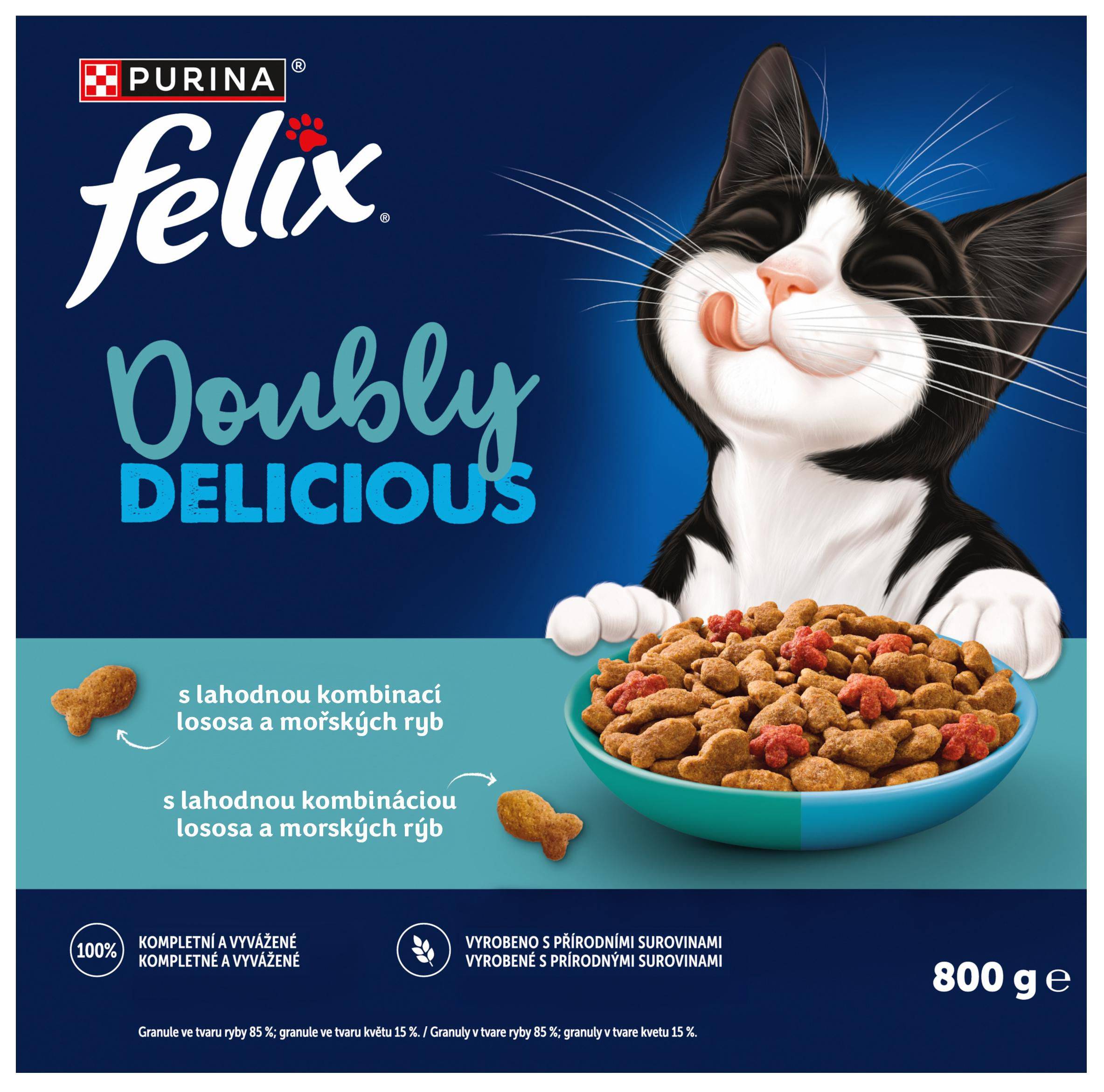 Felix Doubly Delicious s lahodnou kombinací lososa a mořských ryb, bohaté na červenou řepu 800 g
