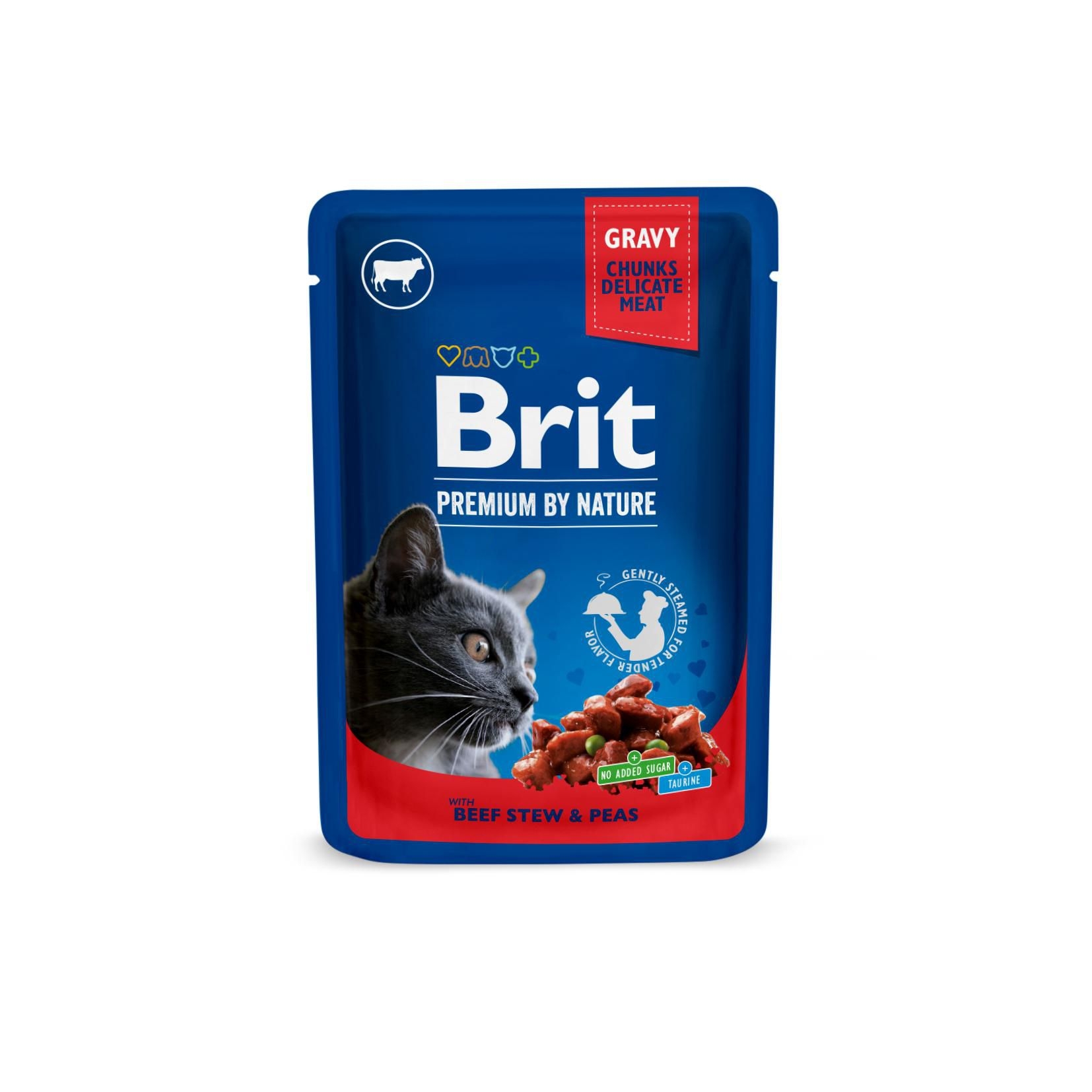 Brit Premium by Nature Cat Pouch with Beef Stew & Peas 100 g