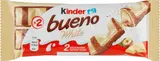 Kinder Bueno White oplatka s mléčnou a lískooříškovou náplní v polevě z bílé čokolády 2x19,5g