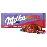 Milka čokoláda Mmmax Choco Jelly mléčná s želé, dražé a praskajícími kuličkami