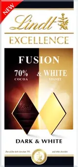 Lindt Excellence Fusion Hořká 70 % & Bílá čokoláda