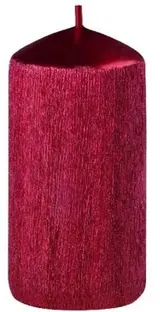 Emocio Perla červená svíčka, 50x100, Drápaná válec