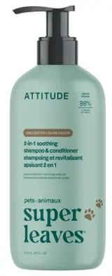 Attitude Super Leaves Pets 2v1 šampon a kondicionér pro domácí mazlíčky - zklidňující s ovsem