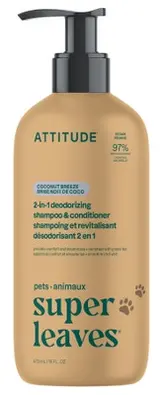 Attitude Super Leaves Pets 2v1 šampon a kondicionér pro domácí mazlíčky - proti zápachu s kokosem