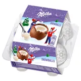 Milka Snowballs Milk, mléčná čokoláda a mléčná náplň 4 x 28g