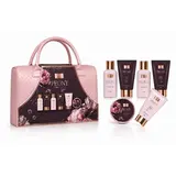 Janette dárková sada (sprch. gel 100 ml + těl. mléko 80 ml + pěna do koupele 100 ml + krém na ruce 80 ml + peeling 80 ml + tělové máslo) Peony taška