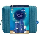 NIVEA dárková sada (balzám na rty 4,8 g + tělové mléko 400 ml + sprch. gel 250 ml + antiperspiratn 50 ml) Creme Care bag