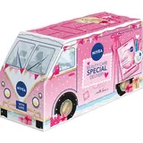 NIVEA dárková sada (krém na tvář, ruce i tělo 50 ml + balzám na rty Pearly 4,8 g + balzám na rty Hydro 4,8 g + hydratační maska 1 ks) Mini Van box