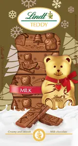Lindt TEDDY Mléčná čokoláda vánoční medvídek